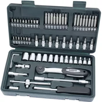 Jeu de 65 clés à douille 1/4 inch BRÜDER MANNESMANN avec cliquet, rallonges, embouts et coffret 29165