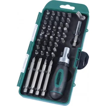 Coffret d'embouts BRÜDER MANNESMANN 49 pièces avec manche à cliquet réversible dans étui 29893