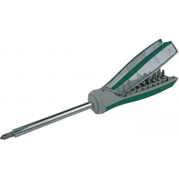 Tournevis à embouts BRÜDER MANNESMANN GREEN LINE 19 inch avec dépôt d'embouts intégré (M29840)