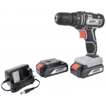 Perceuse-visseuse sans fil BRÜDER MANNESMANN M17690 20 V avec 2 batteries Li-Ion 1,5 Ah, 35 Nm, 0-1500 tr/min, mandrin auto-serrant, éclairage LED, Softgrip, coffret