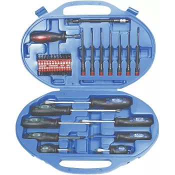 Jeu de 42 tournevis Brüder Mannesmann 11242 avec embouts plats, Phillips, Pozidriv, Torx, hexagonaux et support mural