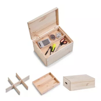 Jeu de 3 caisses polyvalentes avec couvercles Zeller 13326, bois résineux