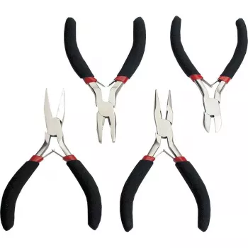 Jeu de 4 pinces électroniques auto-ouvrantes BRÜDER MANNESMANN M10840, acier à outils C50, 110 mm, pince universelle, pince coupante diagonale, pince plate, pince ronde