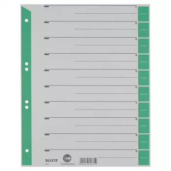 Intercalaires en carton A4 LEITZ 16523055, verts, 25 feuilles, universel 11 trous, 160 g/m²