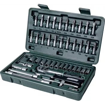 Jeu de douilles Brüder Mannesmann 46 pièces 1/4 inch acier chrome-vanadium, métrique, DIN/ISO 2040