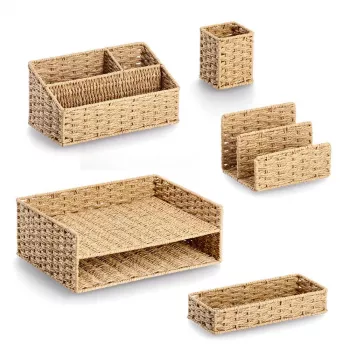 Zeller Pen Holder Paper Weave Natural 8 x 8 x 10.7 cm (15210)
