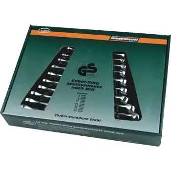 Jeu de clés mixtes BRÜDER MANNESMANN 12 pièces, acier chrome-vanadium, DIN 3113, 6-22 mm, chromé (130-12 DIN)