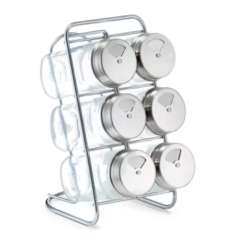 Zeller 19638 Spice Stand Set, 7 Pieces, Glass/Stainless Steel