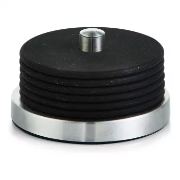 Zeller Present Glass Coaster Set Stainless Steel / Silicone 6 cm Ø10 cm Black 7-Piece (27224)