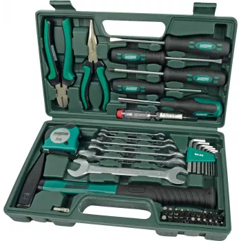 BRÜDER MANNESMANN 29032 ensemble d'outils 47 pièces en valise plastique | tournevis, pinces, marteau, embouts, clés | maison et bricolage