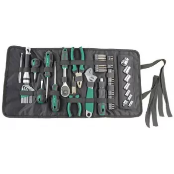 Brüder Mannesmann M21170 ensemble d'outils 65 pièces en sac textile, acier chrome-vanadium, noir/vert