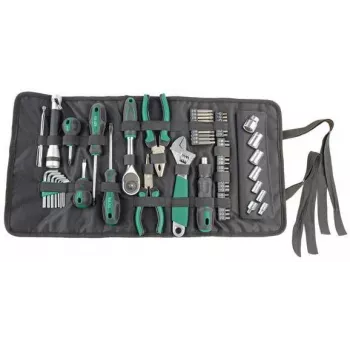 Brüder Mannesmann M21170 ensemble d'outils 65 pièces en sac textile, acier chrome-vanadium, noir/vert