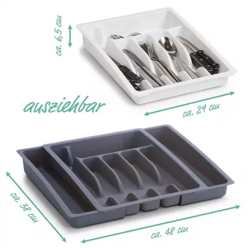 Zeller 24887 Cutlery Tray, Plastic, Grey