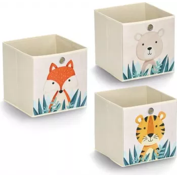 Zeller Present 14479 panier de rangement pour jouets autoportant cube beige multicolore