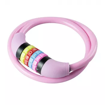Antivol vélo à câble BURG WÄCHTER 210 C 65 GIRLS, rose poudré, câble en acier 650 mm, combinaison à 4 chiffres, pour enfants 39590