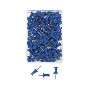 Punaises WEDO bleues 100 pièces 12 mm longueur de pointe 10 mm diamètre de tête en boîte plastique transparente 54 203