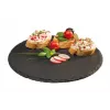 Planche en ardoise naturelle APS, diamètre 220 mm, anthracite, épaisseur 6-9 mm, pieds protecteurs pour meubles - 1 pièce (968)