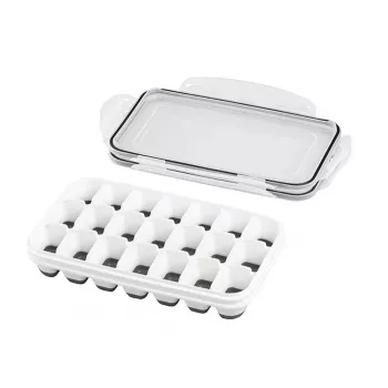 Bac à glaçons APS avec couvercle, transparent/gris, lot de 2, polypropylène, lavable au lave-vaisselle 36103