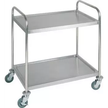 Chariot de service APS 11977, 2 étagères, 91x59 cm, acier inoxydable
