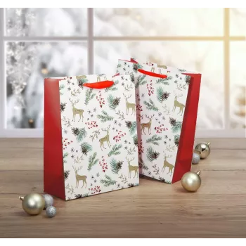 Sachets cadeaux SIGEL GT121 édition Noël, motifs aquarelle, grands, 26 x 33 x 12 cm, ensemble de 5