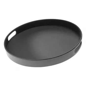 Plateau de service rond APS Bistro, noir, 35,5 cm, mélamine, empilable, lavable au lave-vaisselle (84045)
