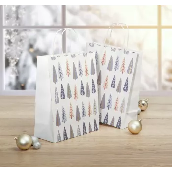 Sacs cadeaux Sigel GT123, motif sapins, 26 x 33 cm, lot de 5