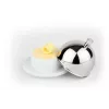 Beurrier APS, coupelle en porcelaine avec couvercle en acier inoxydable 18/8, 180 x 130 x 70 mm, blanc/argent, 1 pièce 15921