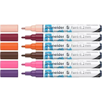 Ensemble de marqueurs acryliques Schneider Paint-It 310 V3, couleurs assorties, 2,0 mm, 6 pièces 120197