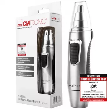 Tondeuse nez et oreilles Clatronic NE 3595 avec lumière de précision, tête de coupe en acier inoxydable amovible (263687)