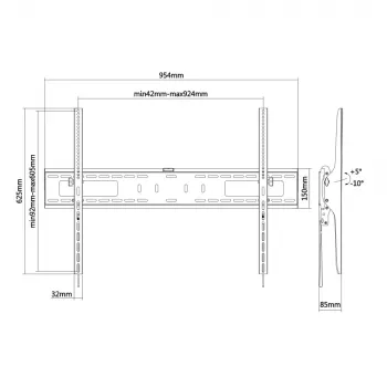 Support mural inclinable E+P Elektrik pour écrans 55-100 pouces, noir WHS217 5625517
