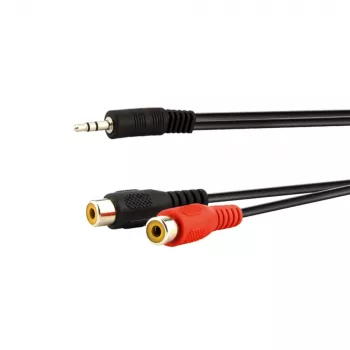 Câble adaptateur audio E+P jack 3,5 mm vers 2 RCA femelle 0,2 m noir 463450