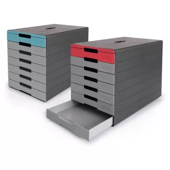 Boîte à tiroirs DURABLE IDEALBOX PLUS, 7 tiroirs, DIN A4, gris/bleu, polystyrène 776306
