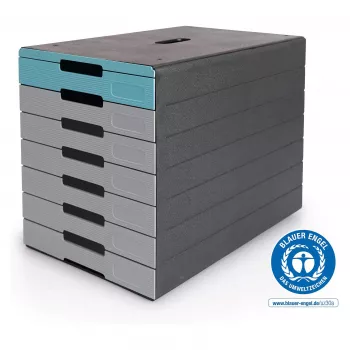 Boîte à tiroirs DURABLE IDEALBOX PLUS, 7 tiroirs, DIN A4, gris/bleu, polystyrène 776306