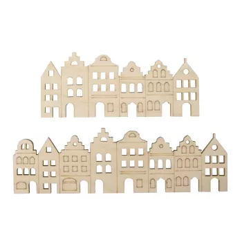 Rayher baguette décorative en bois maisons nordiques, naturel, 2 pièces (46811505)