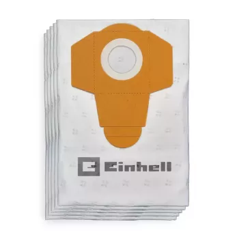 Einhell 2351195 pack de sacs à poussière pour TE-VC 2340 SA, TE-VC 2230 SA, TC-VC 1930 SA, TC-VC 1930 S, 40 L, blanc/jaune, 5 pièces