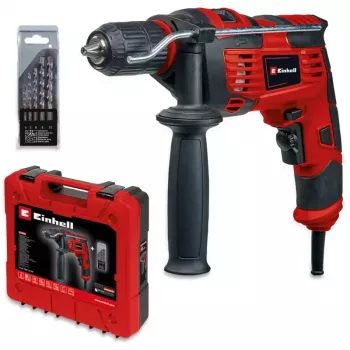 Perceuse à percussion TC-ID 720/1 E Kit 720 W avec ensemble de 5 forets et coffret de transport Einhell 4259846