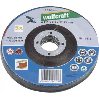 Disque à tronçonner à centre déporté Wolfcraft 1622300 125 mm x 22,23 mm x 1,0 mm, lot de 5