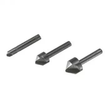 Wolfcraft 2504000 ensemble de fraises à chanfreiner, 3 pièces, 6/12/16 mm, acier à outils, queue cylindrique