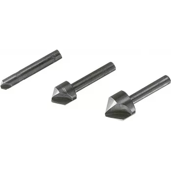 Wolfcraft 2504000 ensemble de fraises à chanfreiner, 3 pièces, 6/12/16 mm, acier à outils, queue cylindrique