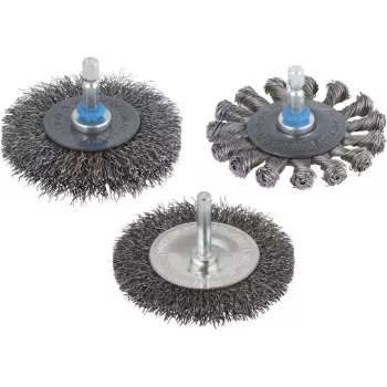 Brosse circulaire en fil d'acier Wolfcraft 2101000 pour meuleuses d'angle, 100 mm, ondulée, M14
