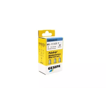 GESIPA PolyGrip® écrou à sertir M8 acier inoxydable A2, 11x20mm, 25 pièces 1464837