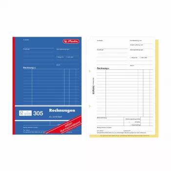 Carnets de formulaires de facture Herlitz A5, 2 volets autocopiants, lot de 4 300003799