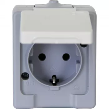 Prise Schuko en saillie HEINRICH KOPP 16A 250V IP44 gris/blanc 100648007