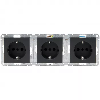 HEINRICH KOPP HK07 KombiQuick prise Schuko triple, anthracite, encastrée, 16 A, 250 V, protection enfant, sans halogène 133415001