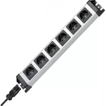 Kopp POWERversal multiprise 6 prises avec entrée GST18i, sans interrupteur, argent/noir 2.29420012E8