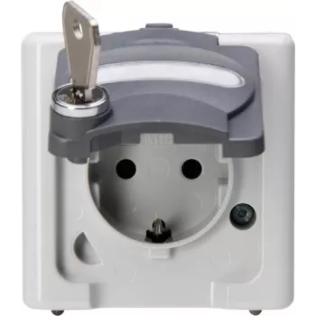 HEINRICH KOPP prise Schuko 1 poste avec verrou de sécurité, en saillie, IP44, grise 103756008