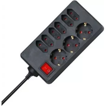 HEINRICH KOPP rallonge 9 prises Schuko 1,4 m noir/rouge avec interrupteur lumineux 129805005