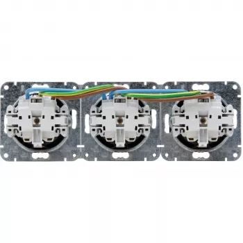 HEINRICH KOPP HK07 KombiQuick prise Schuko encastrée 3 postes, horizontale, noire, 16 A, 250 V, IP20, bornes à vis, sans protection enfant 133350001