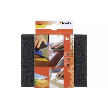 Ensemble d'éponges abrasives kwb 89000, grain fin, 3 pièces, pour bois et métal