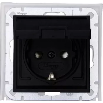 Prise Schuko encastrée HEINRICH KOPP 954050001 avec couvercle rabattable, IP44, 16 A, 250 V, noire